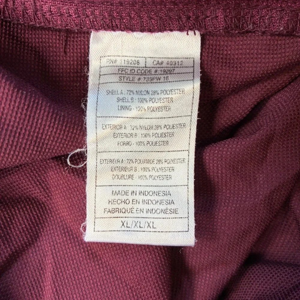 Adidas Mens XL Track Pants Maroon Burgundy Windbreaker Mesh Lined Ankle Zip